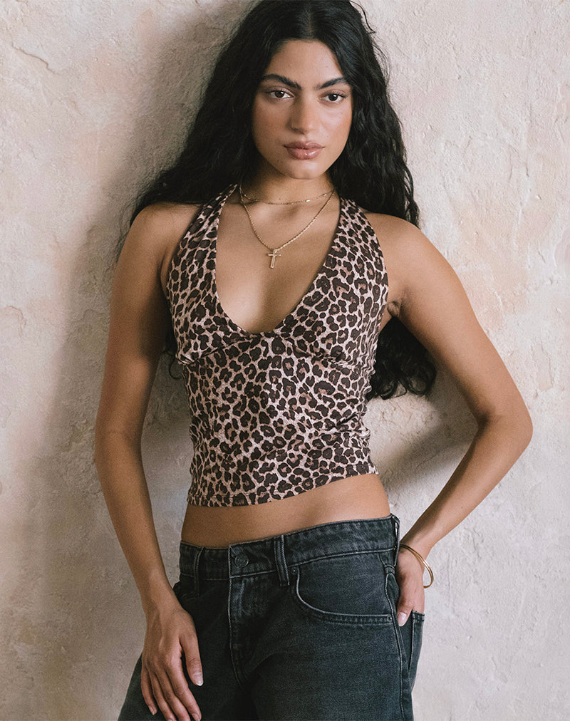 Immagine di Cosimo Top con collo alto in Rar Leopard Sandstorm