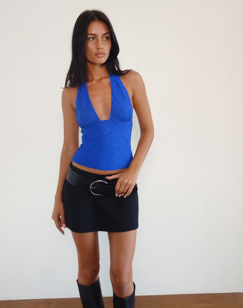 Immagine di Cosimo Top a collo alto in maglia testurizzata Blu