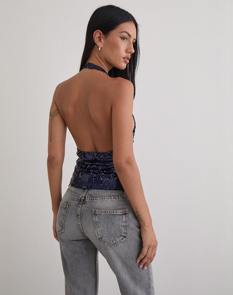 Immagine di Cosio Halter Top in Mix Sequin Navy