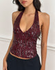 Immagine di Cosio Halter Top in misto paillettes rosso
