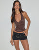 Immagine di Cosio Top con collo alto in misto paillettes marrone