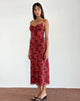 Immagine di Coya Midi Dress in Fairy Floral Burgundy Flock