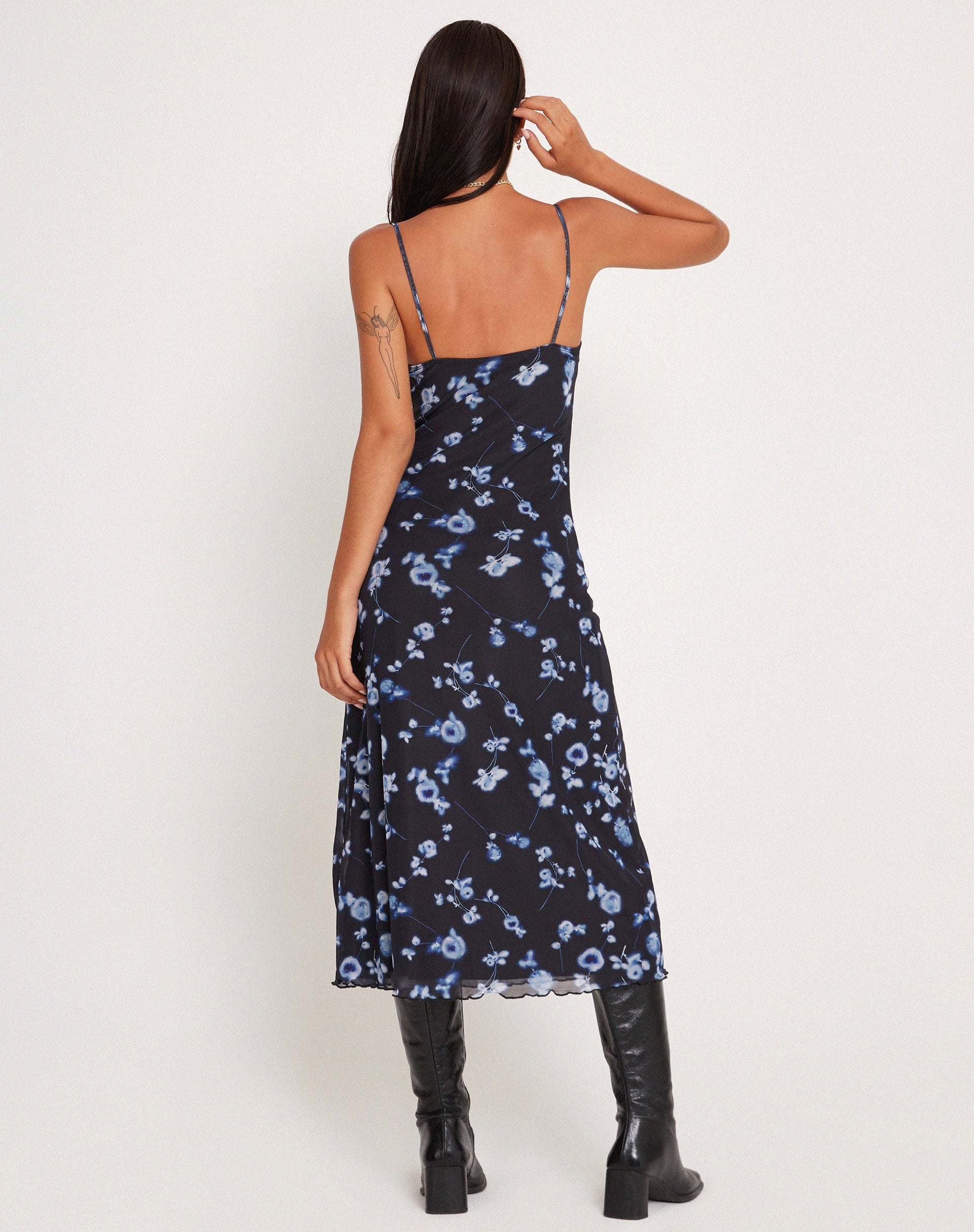 Immagine di Coya Maxi Dress in Mesh Navy Diffused Floral