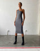 Immagine di Cresida Vestito midi monospalla in grigio navy sportivo micro spot