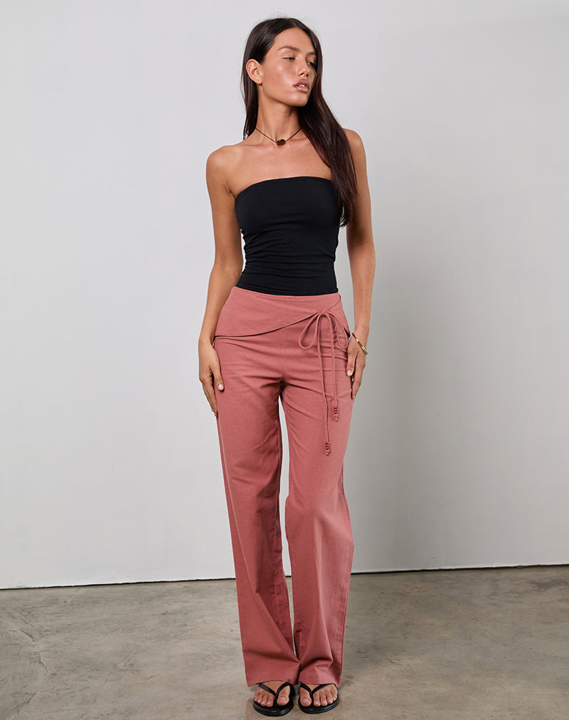 Immagine di Cursa Pantaloni con Cintura in Lino Rosso Toscano