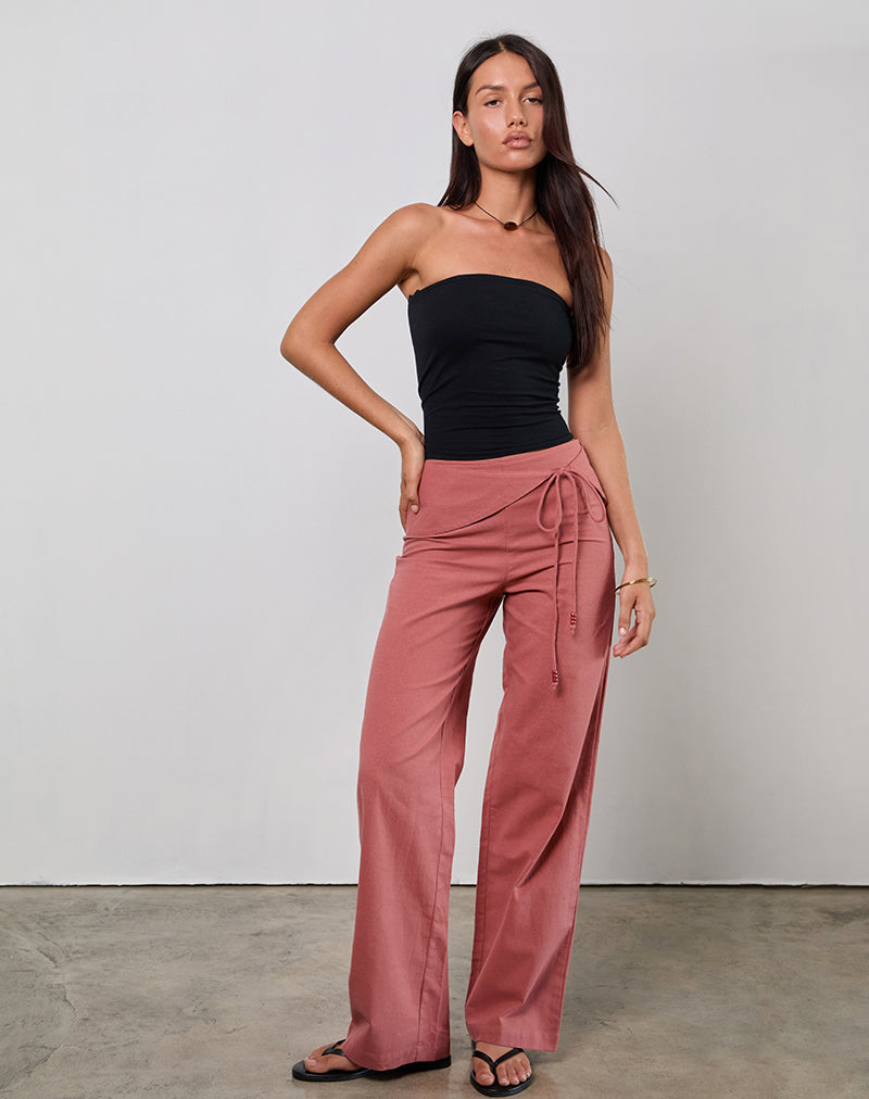 Immagine di Cursa Pantaloni con Cintura in Lino Rosso Toscano