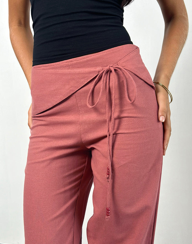 Immagine di Cursa Pantaloni con Cintura in Lino Rosso Toscano