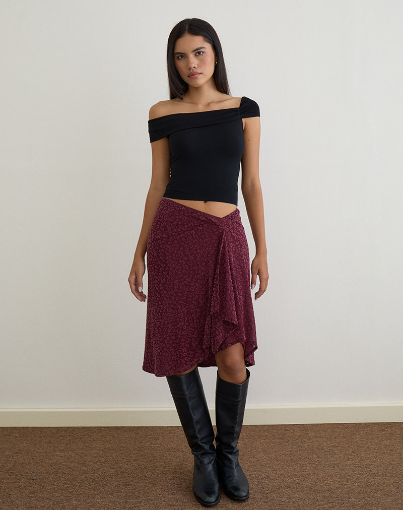 Immagine di Esmeray Gonna midi in Leopardo floccato Plum
