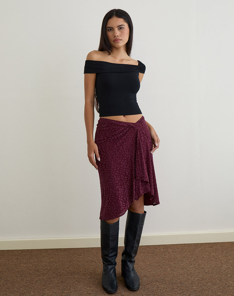 Immagine di Esmeray Gonna midi in Leopardo floccato Plum