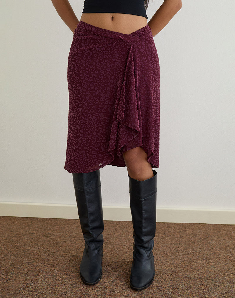 Immagine di Esmeray Gonna midi in Leopardo floccato Plum