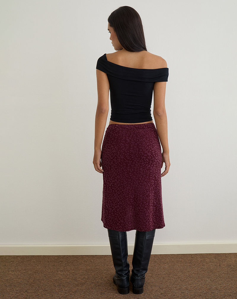 Immagine di Esmeray Gonna midi in Leopardo floccato Plum
