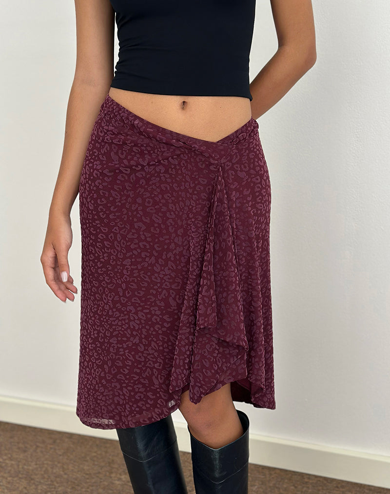 Immagine di Esmeray Gonna midi in Leopardo floccato Plum