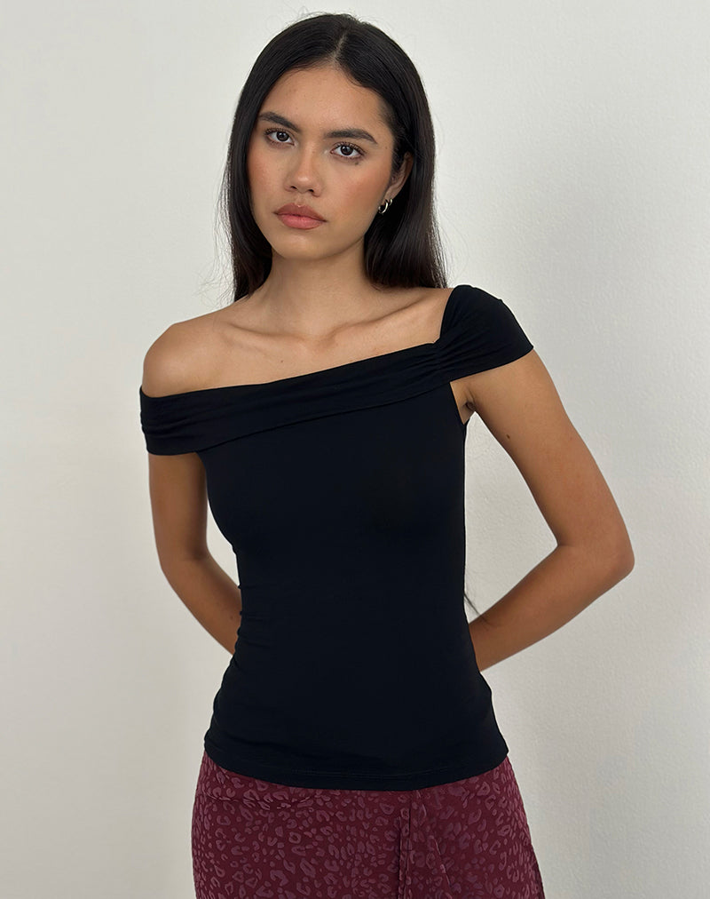 Top monospalla Cuthbe in nero
