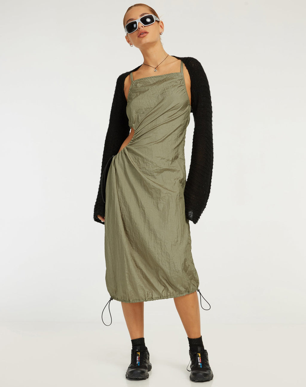 Daichi - Vestito midi tagliato in verde argento