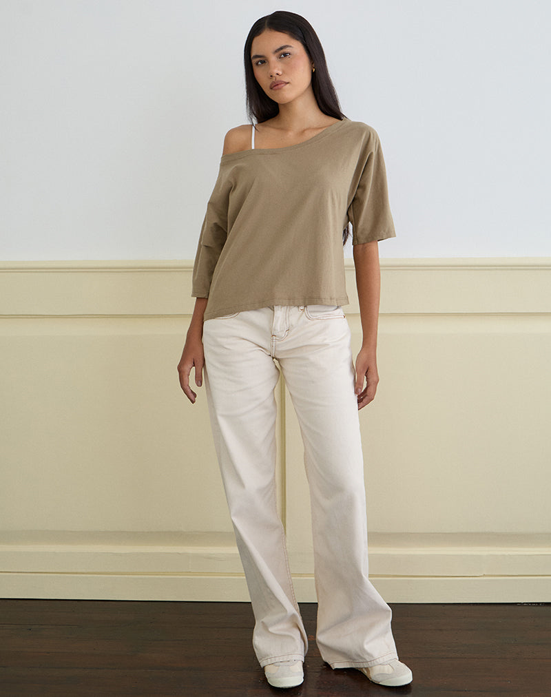 Daimin - Top off the shoulder in Jersey Khaki