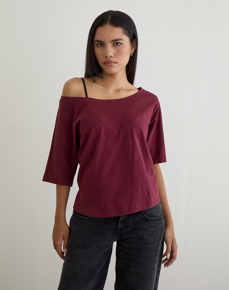 Daimin - Top off the shoulder in Jersey Maroon