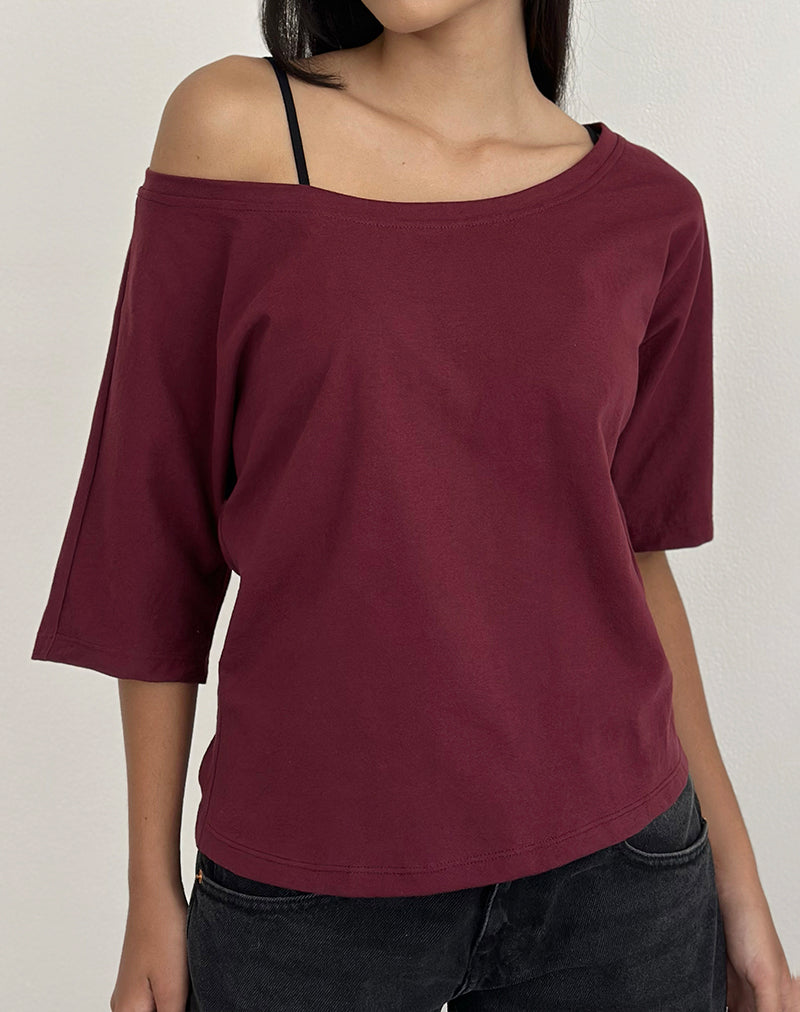 Daimin - Top off the shoulder in Jersey Maroon
