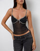 Immagine di Dalan Cami Top in rete nera con finiture mimetiche forestali