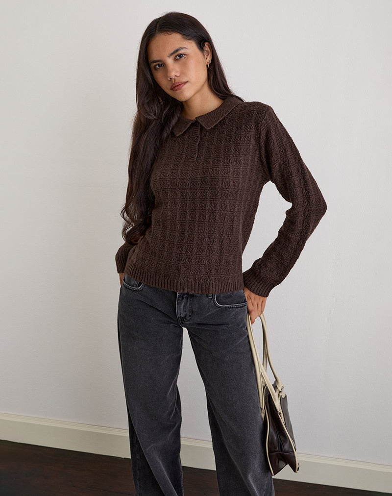 Dalina - Maglia a quadri marrone