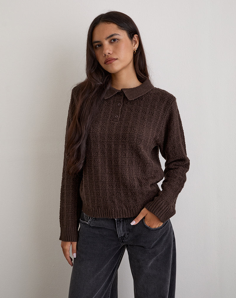Dalina - Maglia a quadri marrone