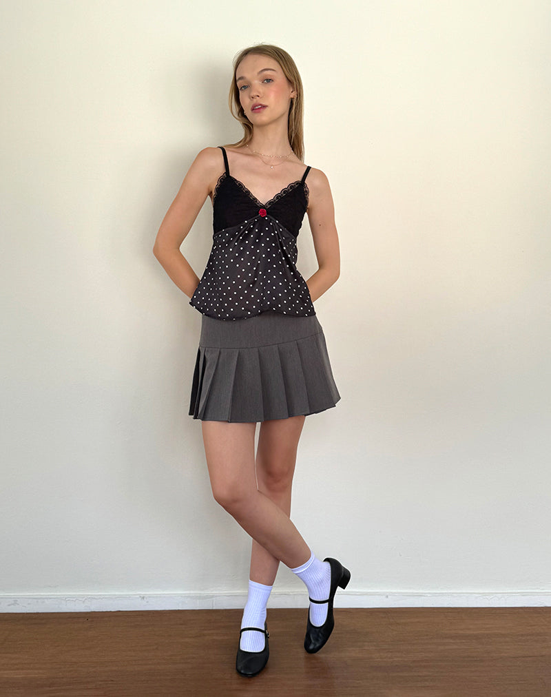 Immagine di Dalinda Cami Top in raso nero a pois