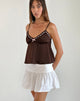 Immagine di Dalinda Cami Top in marrone con rosetta rosa