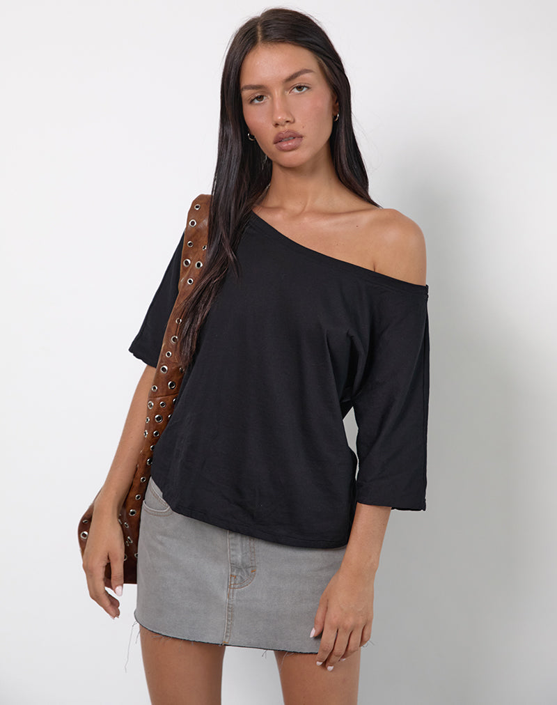 Daman - Top basic senza spalle in nero