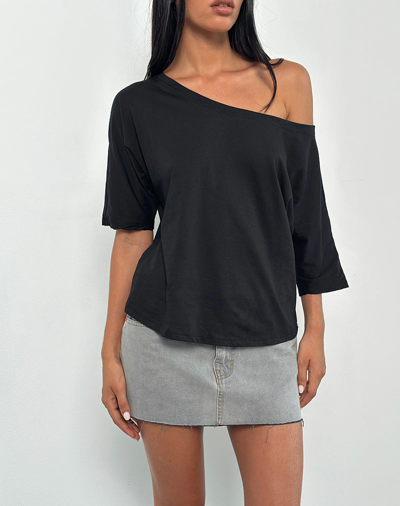 Daman - Top basic senza spalle in nero