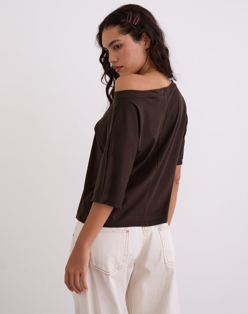 Immagine di Daman Off Shoulder Basic Top in Chocolate Brown