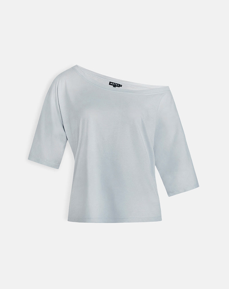 Immagine di Daman Off-The-Shoulder Basic Top in acciaio chiaro