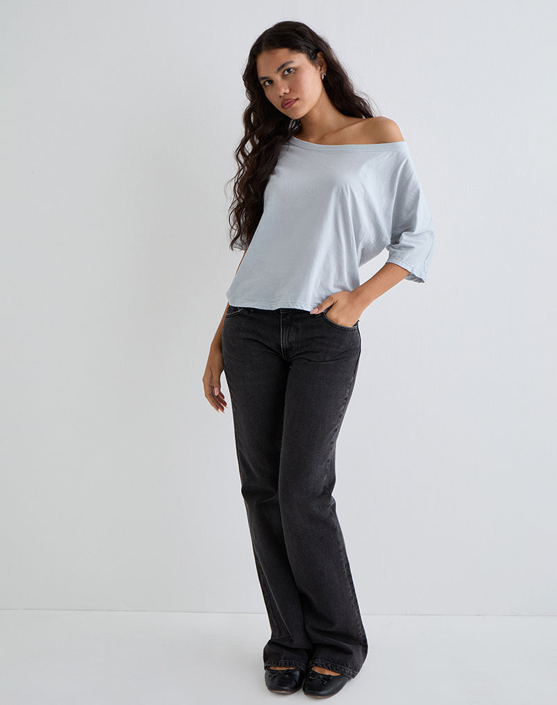 Immagine di Daman Off-The-Shoulder Basic Top in acciaio chiaro