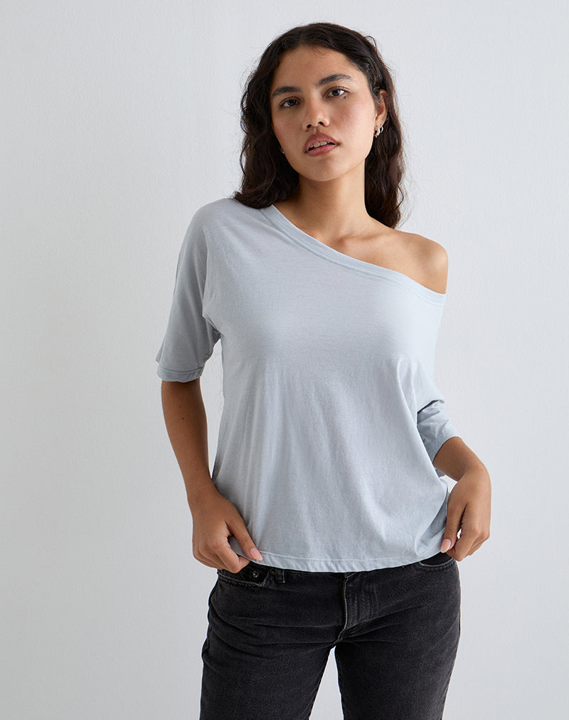 Immagine di Daman Off-The-Shoulder Basic Top in acciaio chiaro