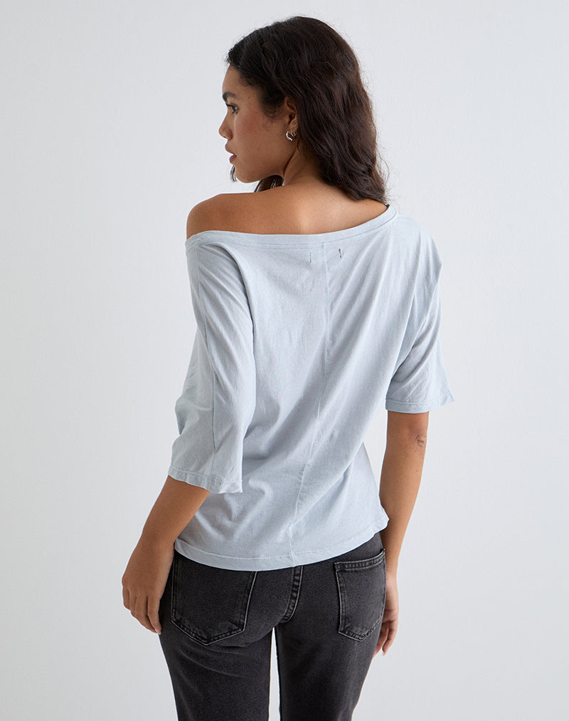 Immagine di Daman Off-The-Shoulder Basic Top in acciaio chiaro