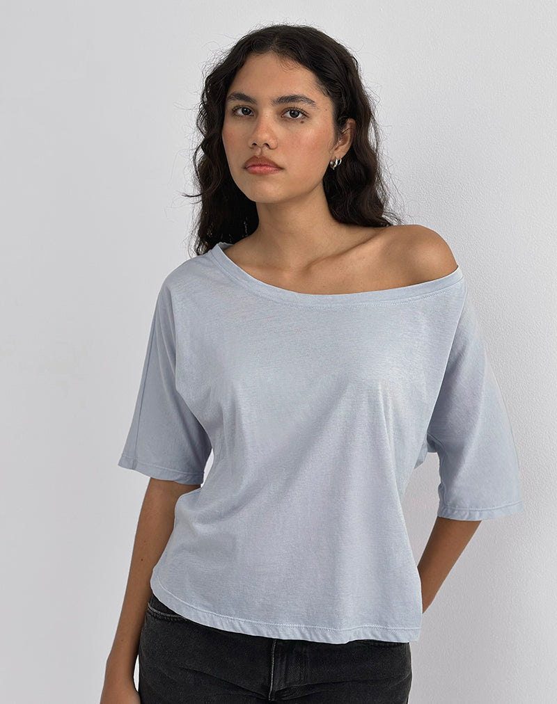 Immagine di Daman Off-The-Shoulder Basic Top in acciaio chiaro