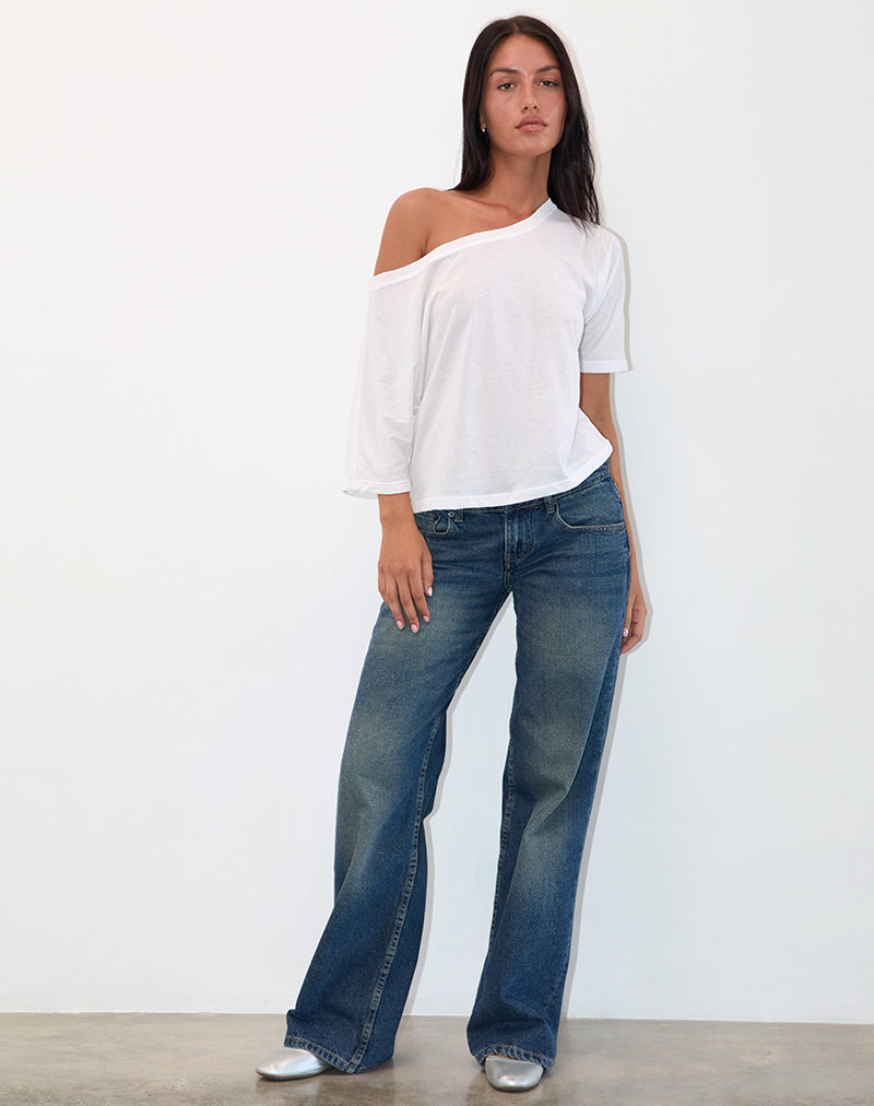 Immagine di Daman Off Shoulder Basic Jersey Top in bianco