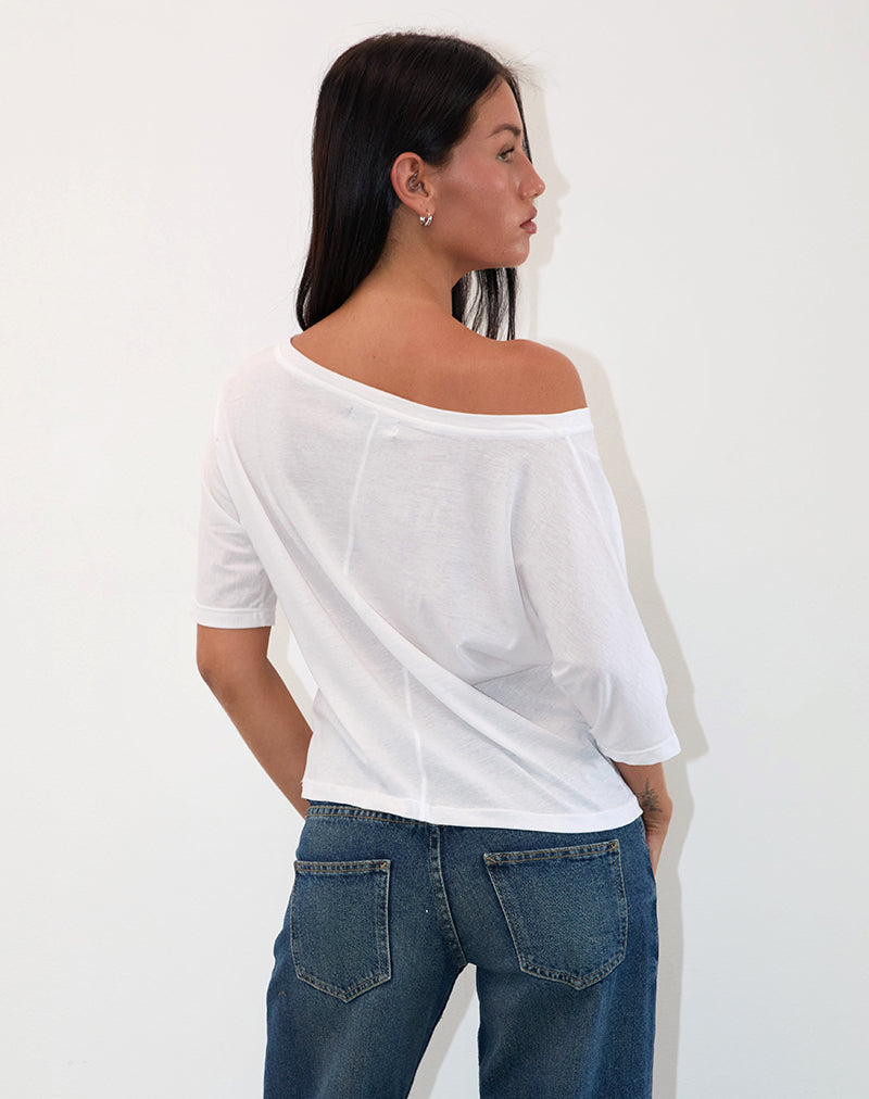 Immagine di Daman Off Shoulder Basic Jersey Top in bianco