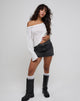 Immagine di Damian Off The Shoulder Long Sleeve Basic Top in Avorio
