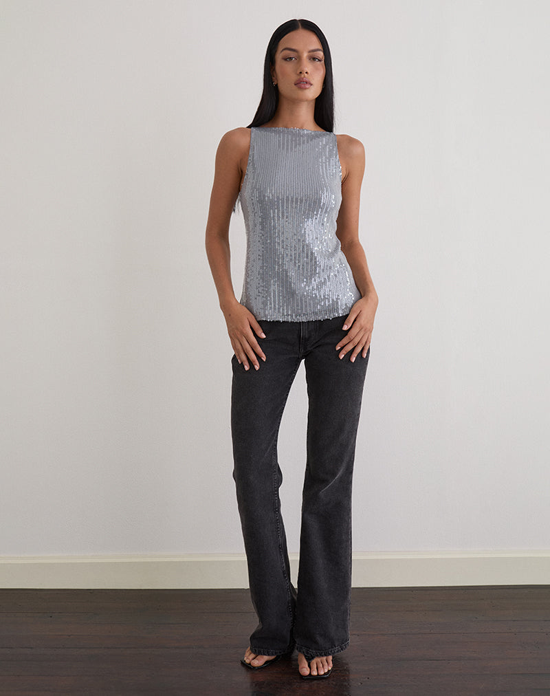 Immagine di Damske Gilet Top in paillettes colorate chiare Grigio