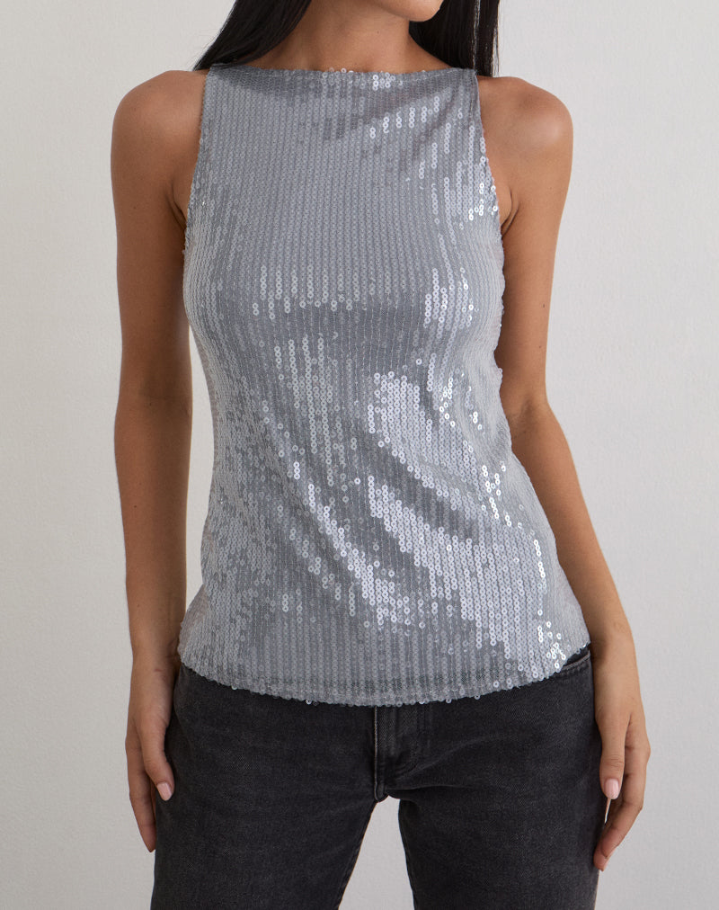 Immagine di Damske Gilet Top in paillettes colorate chiare Grigio