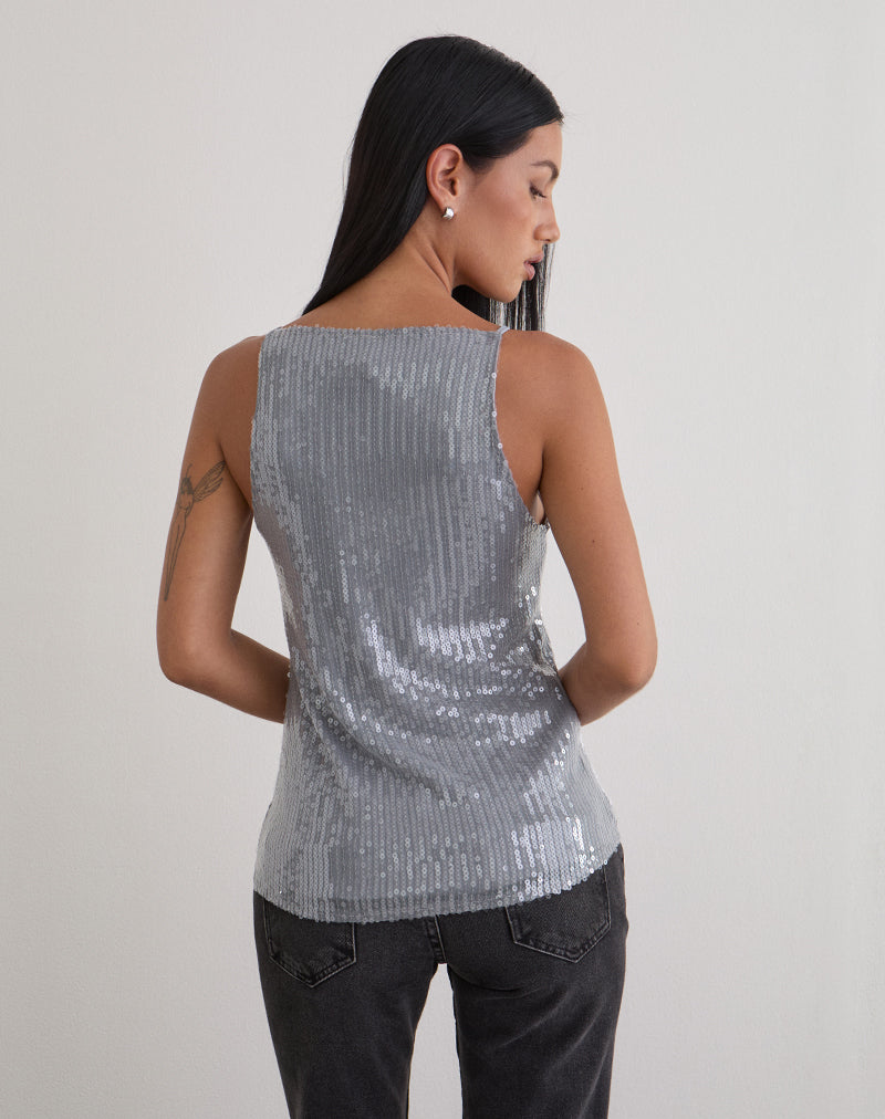 Immagine di Damske Gilet Top in paillettes colorate chiare Grigio