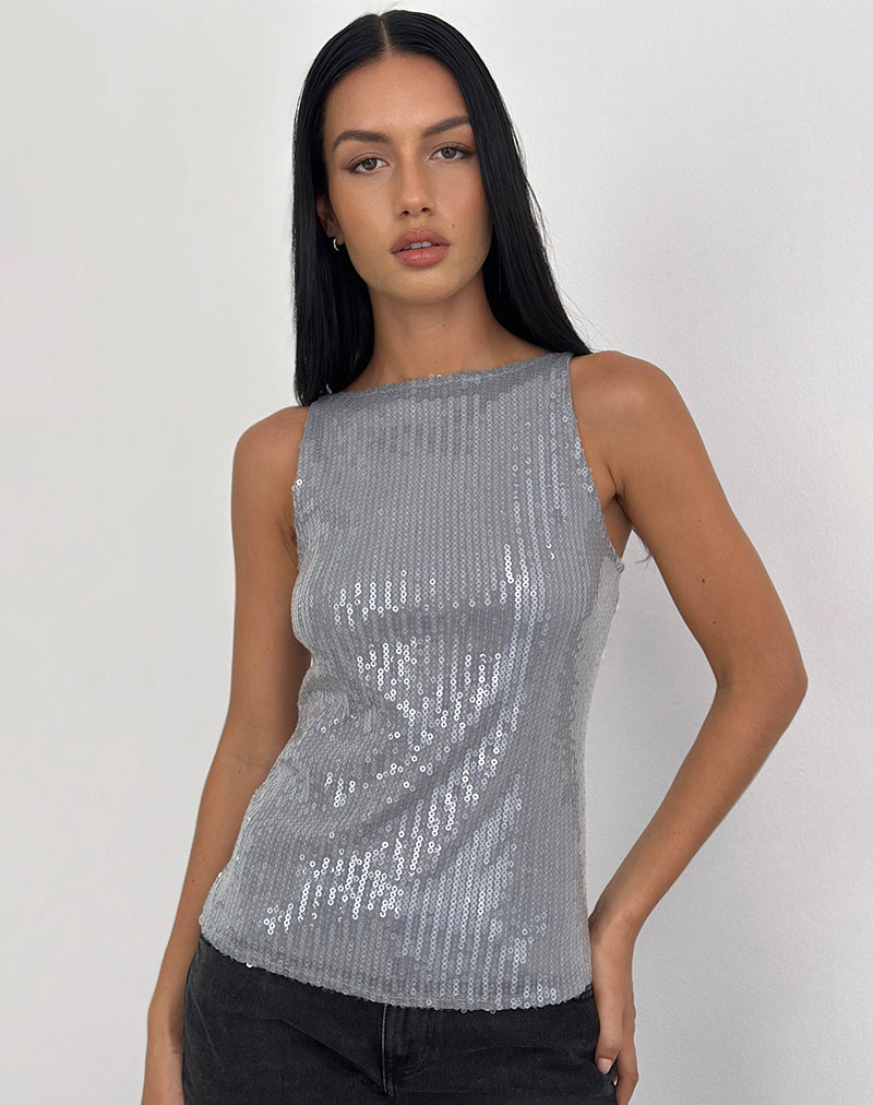Immagine di Damske Gilet Top in paillettes colorate chiare Grigio