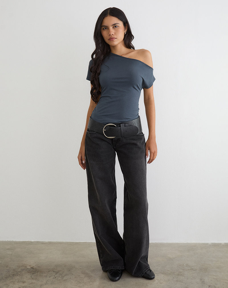 Immagine del top monospalla Danama in jersey Ocean Storm