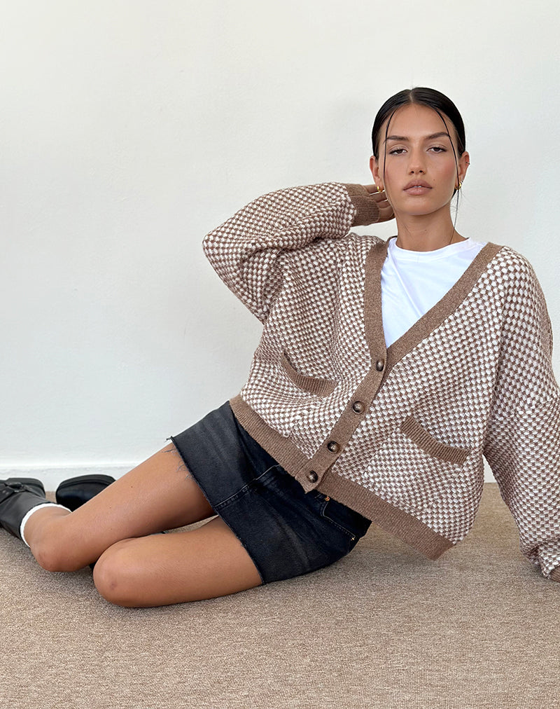 Cardigan Danov in percalle marrone