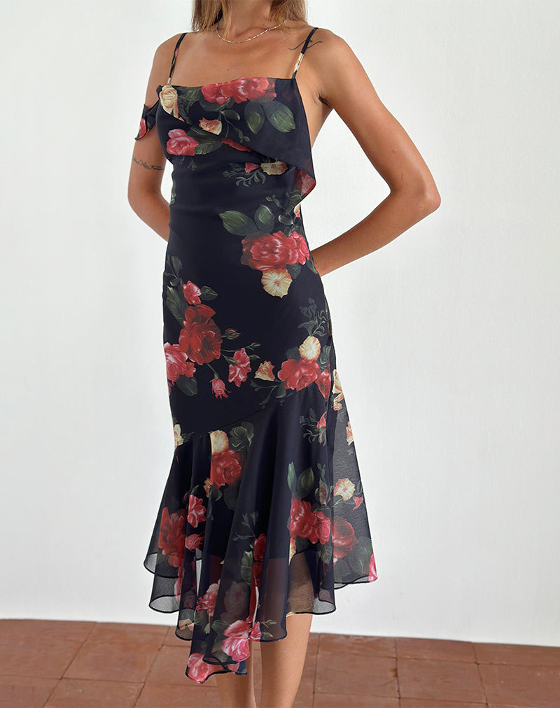 Immagine di Dansta Midi Dress in Renaissance Rose Nero