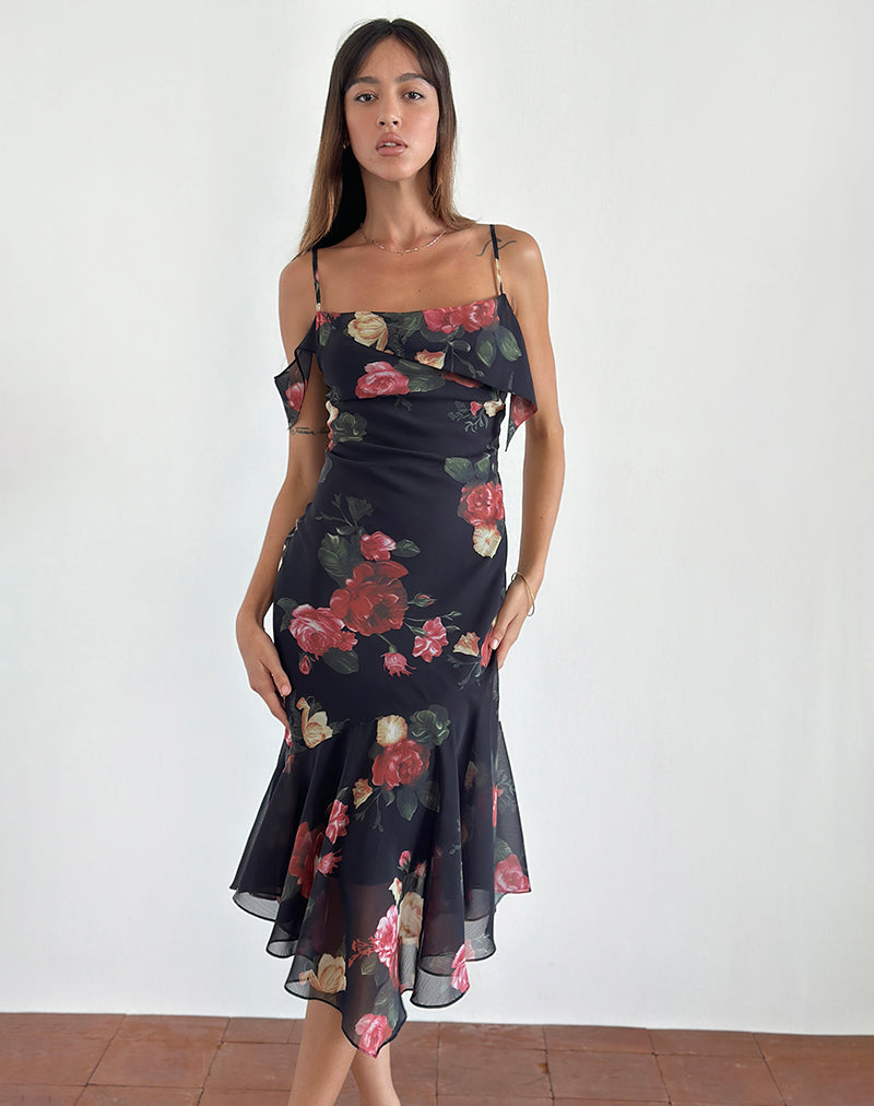 Immagine di Dansta Midi Dress in Renaissance Rose Nero