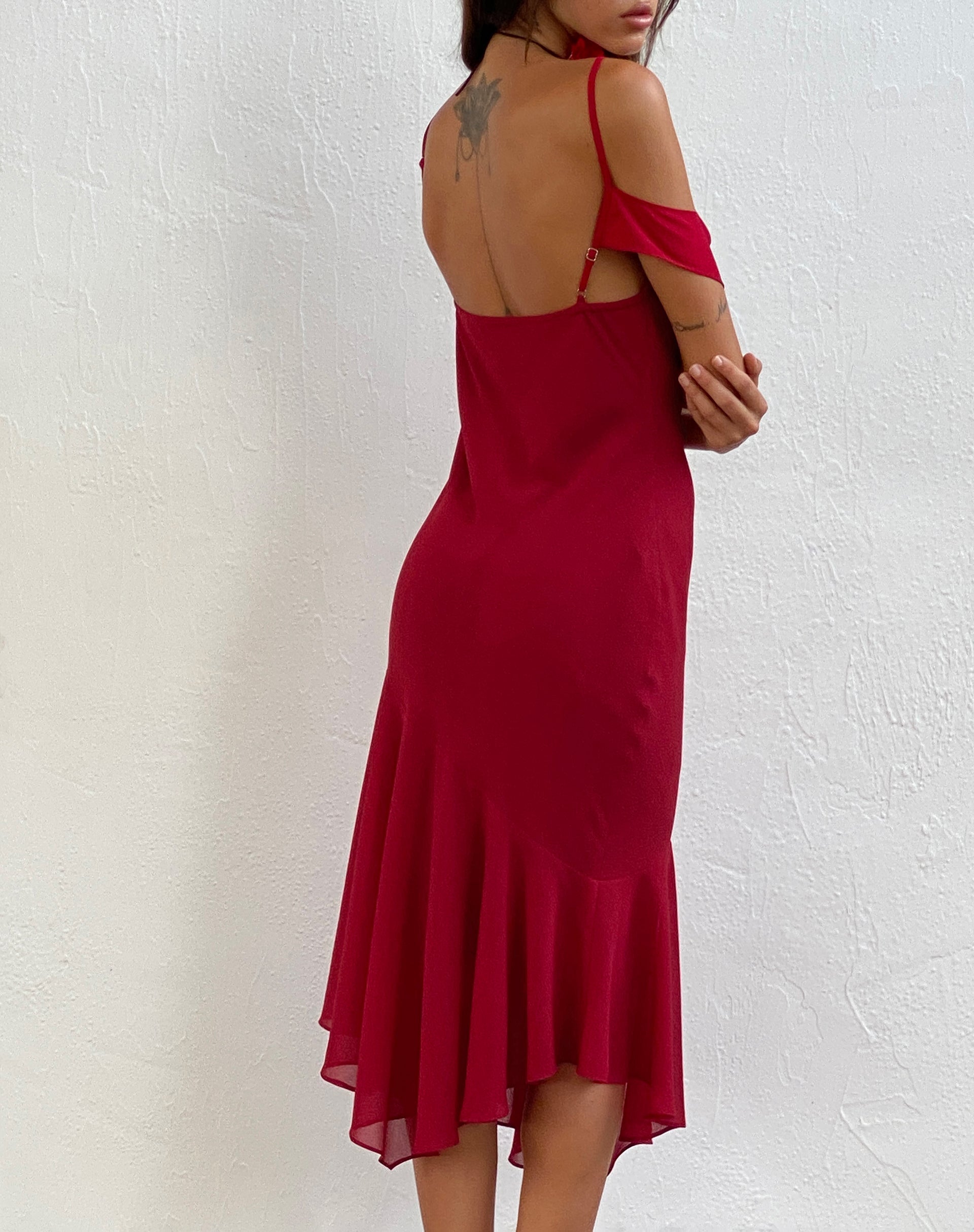 Immagine di Dansya Midi Chiffon Dress in Rosso