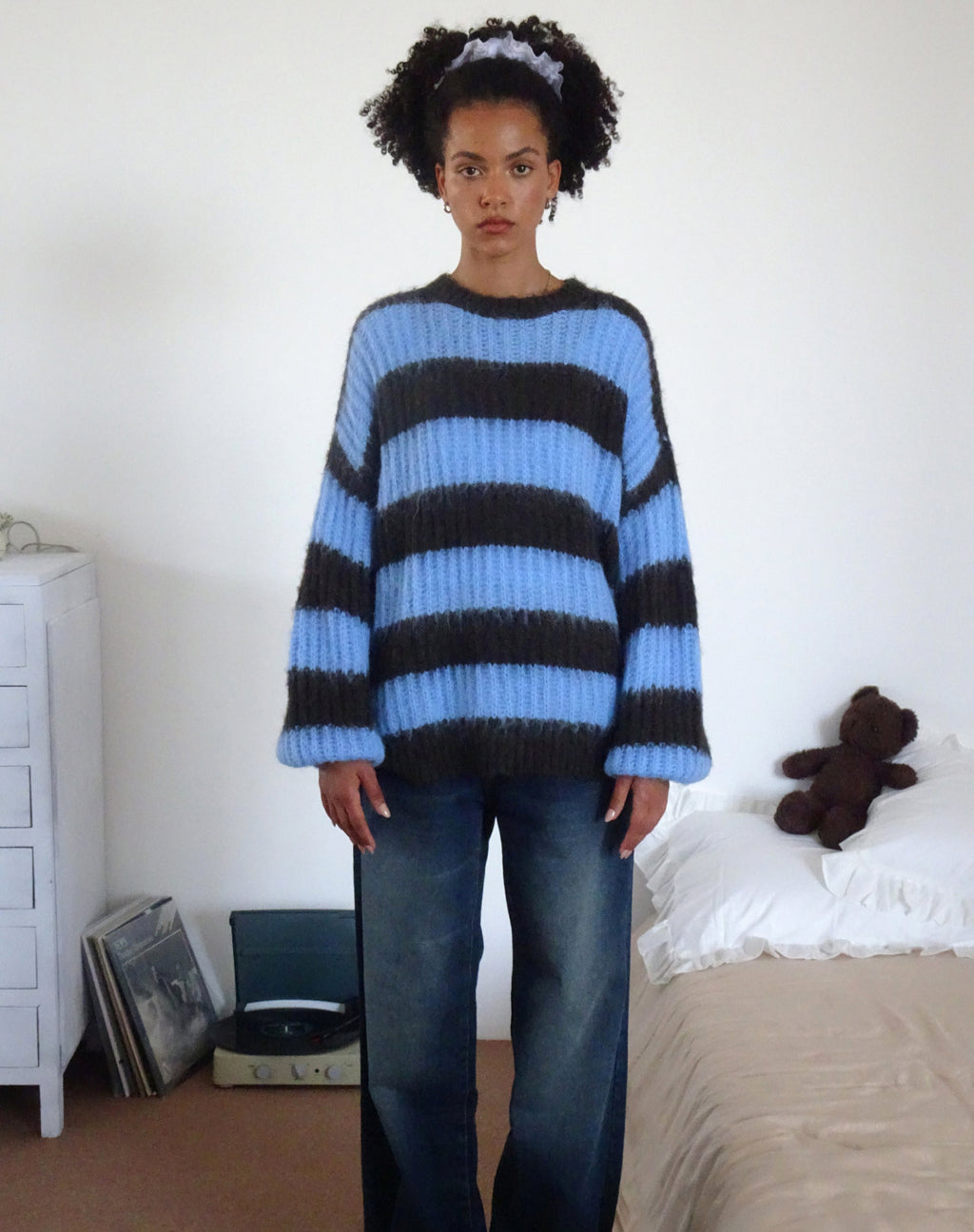 Daren - Maglia oversize a righe marroni e blu