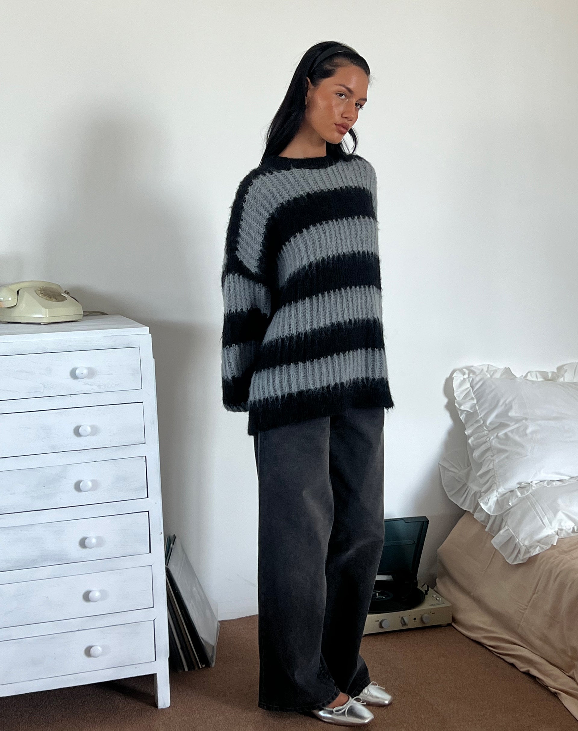 Immagine di Daren Jumper a righe grigio e carbone
