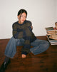 Immagine di Daren - Maglia oversize a righe color cachi e blu navy
