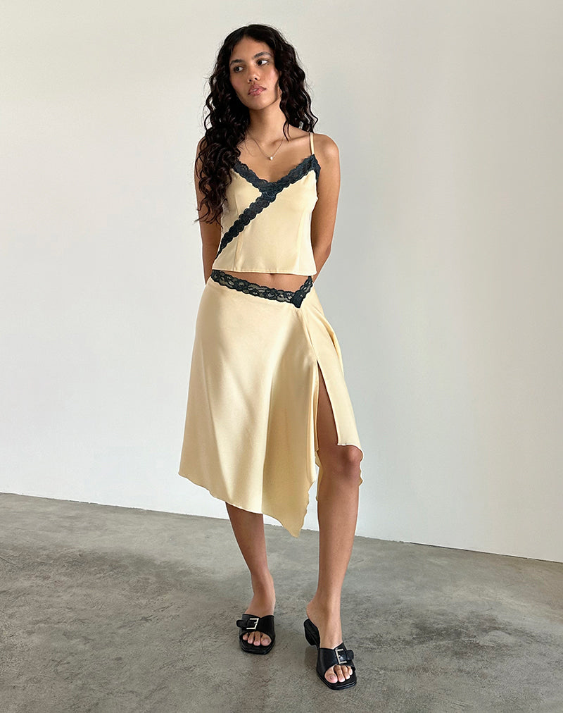 Immagine di Houda Gonna midi in latticello con pizzo grigio